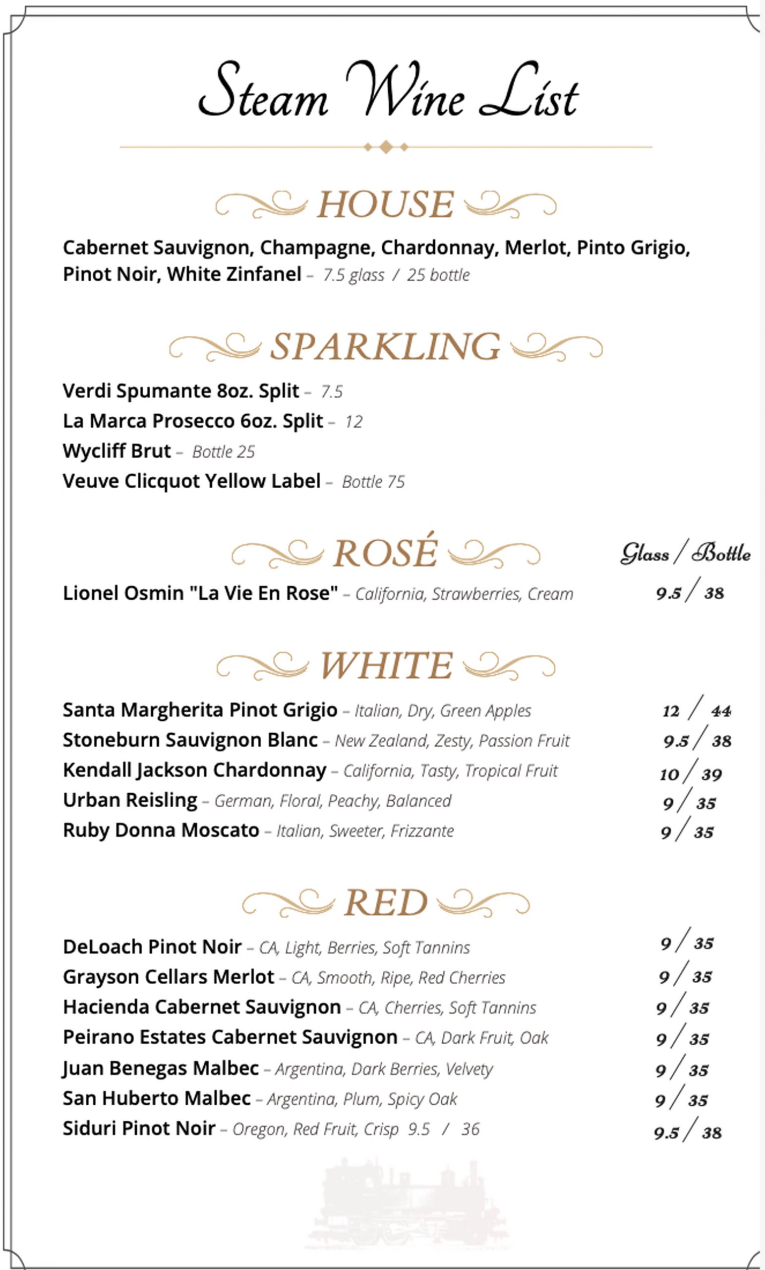 Fall Drink Menu Steam Pub